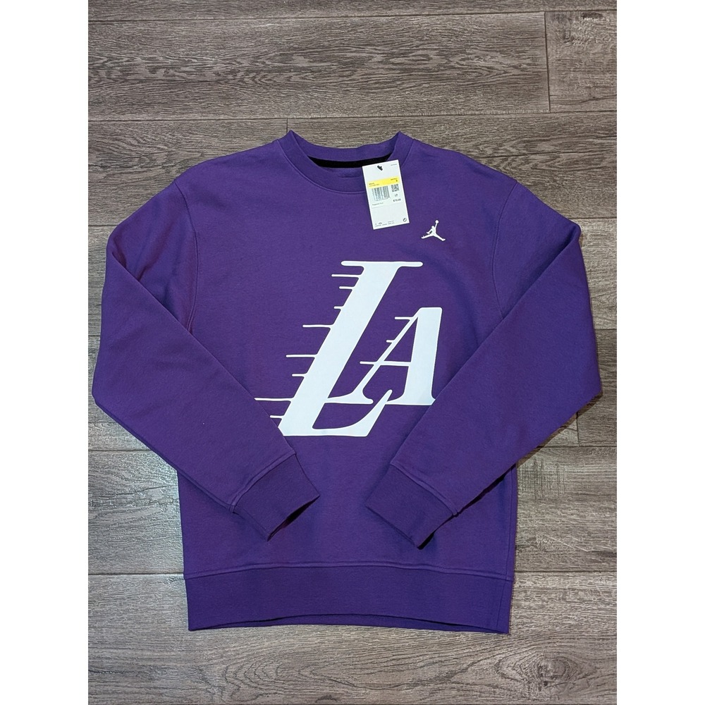 NWT Jordan NBA Los Angeles Lakers Sweatshirt Mens Small Purple Fleece Crewneck